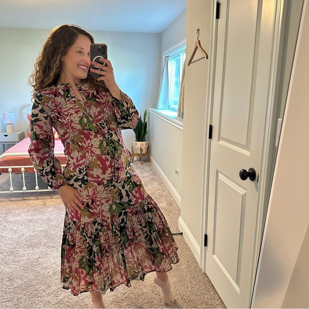 Tuckernuck Olivia James The Label Navy Pink Floral Cotton Maxi Dress XS - Picture 4 of 13